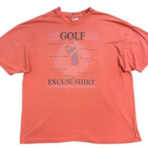 Vintage Hanes Golf Excuse Shirt Humor T-Shirt XX-Large 90s Mens Single Stitch